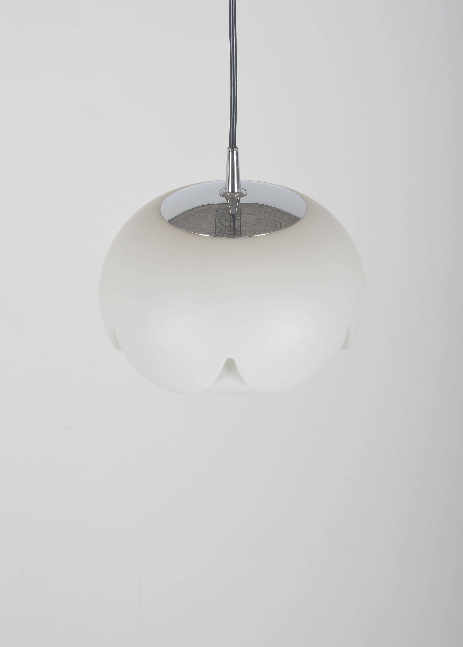 Artichoke pendant lamp in opal glass by Peill & Putzler, 1974