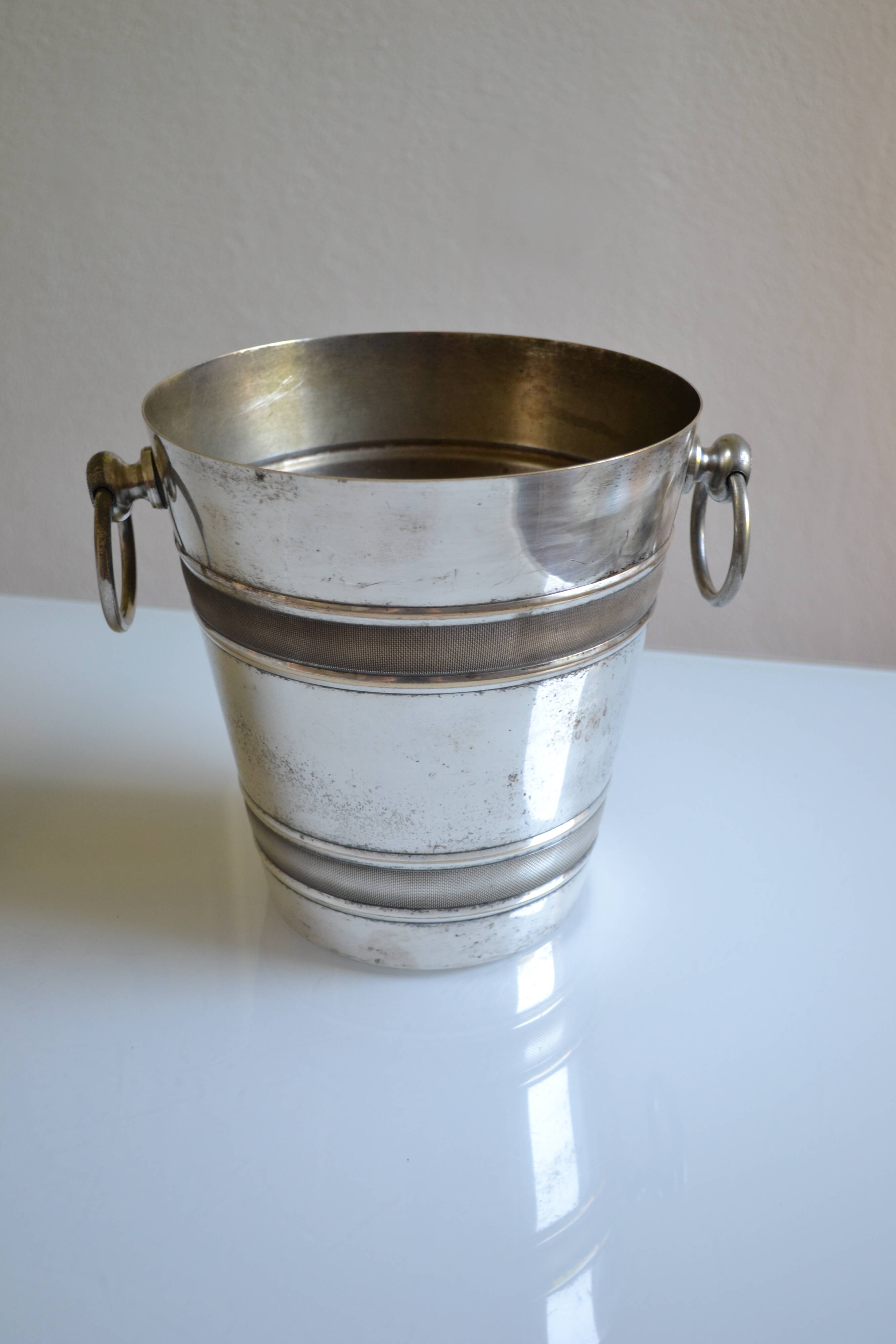 Silver-plated ice or champagne bucket with goldsmith's hallmark