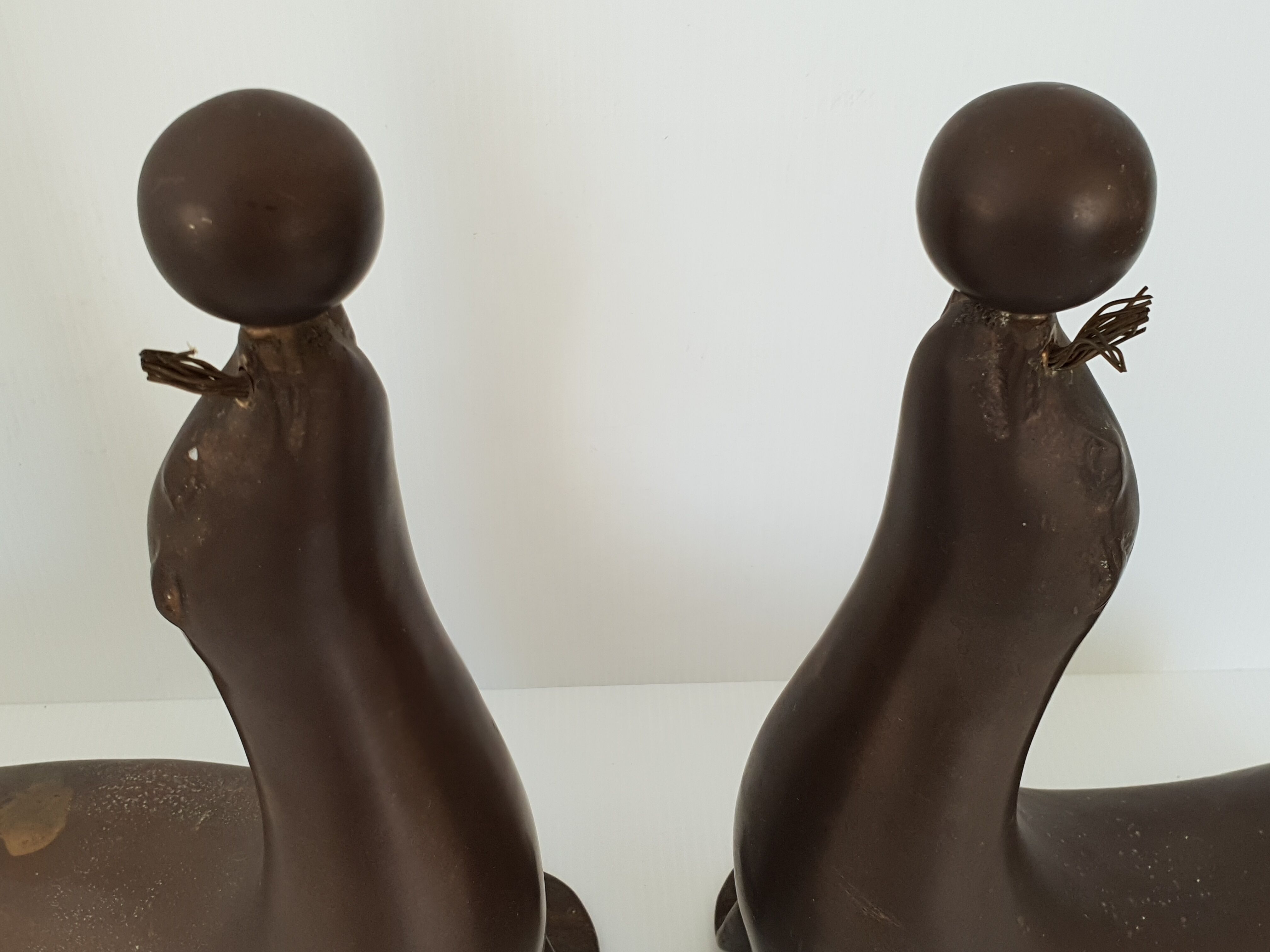 Pair of 1950 vintage sea lion bookends