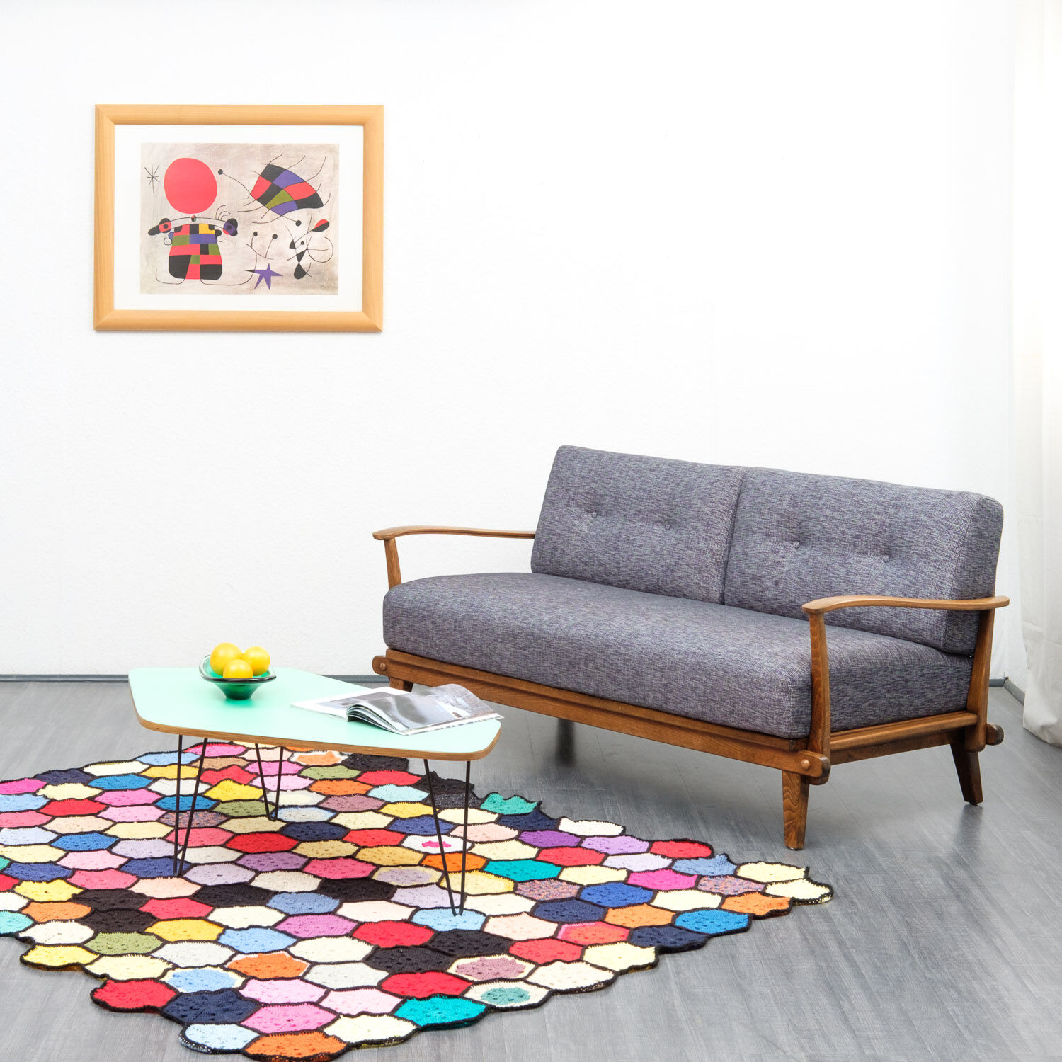 Double sofa bed from the 1950s new upholstery