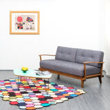 Double sofa bed from the 1950s new upholstery