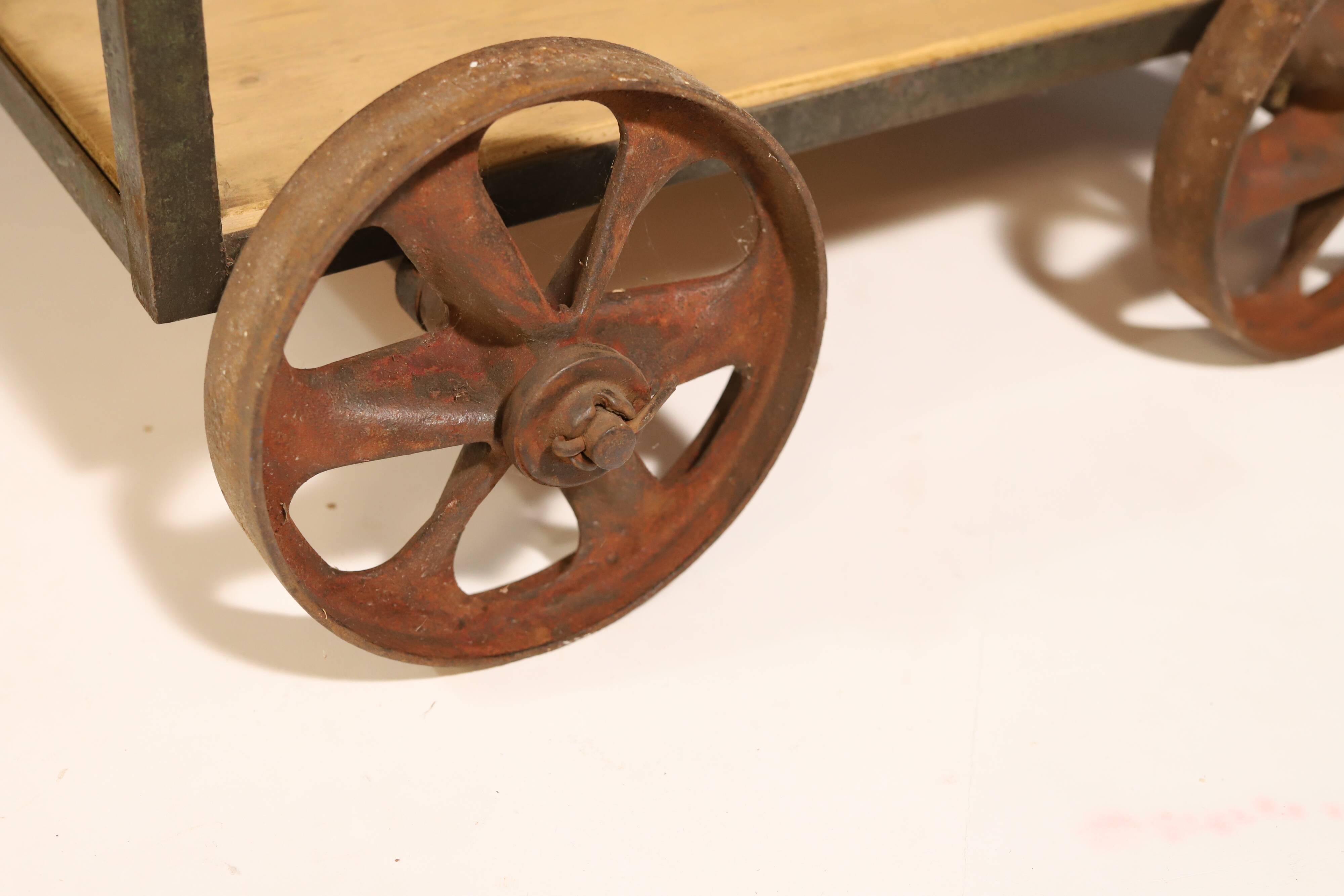 Vintage industrial shelf on wheels from the 1960s, Czechoslovakia