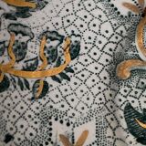 Creil et Montereau cup and saucer green and gold floral pattern