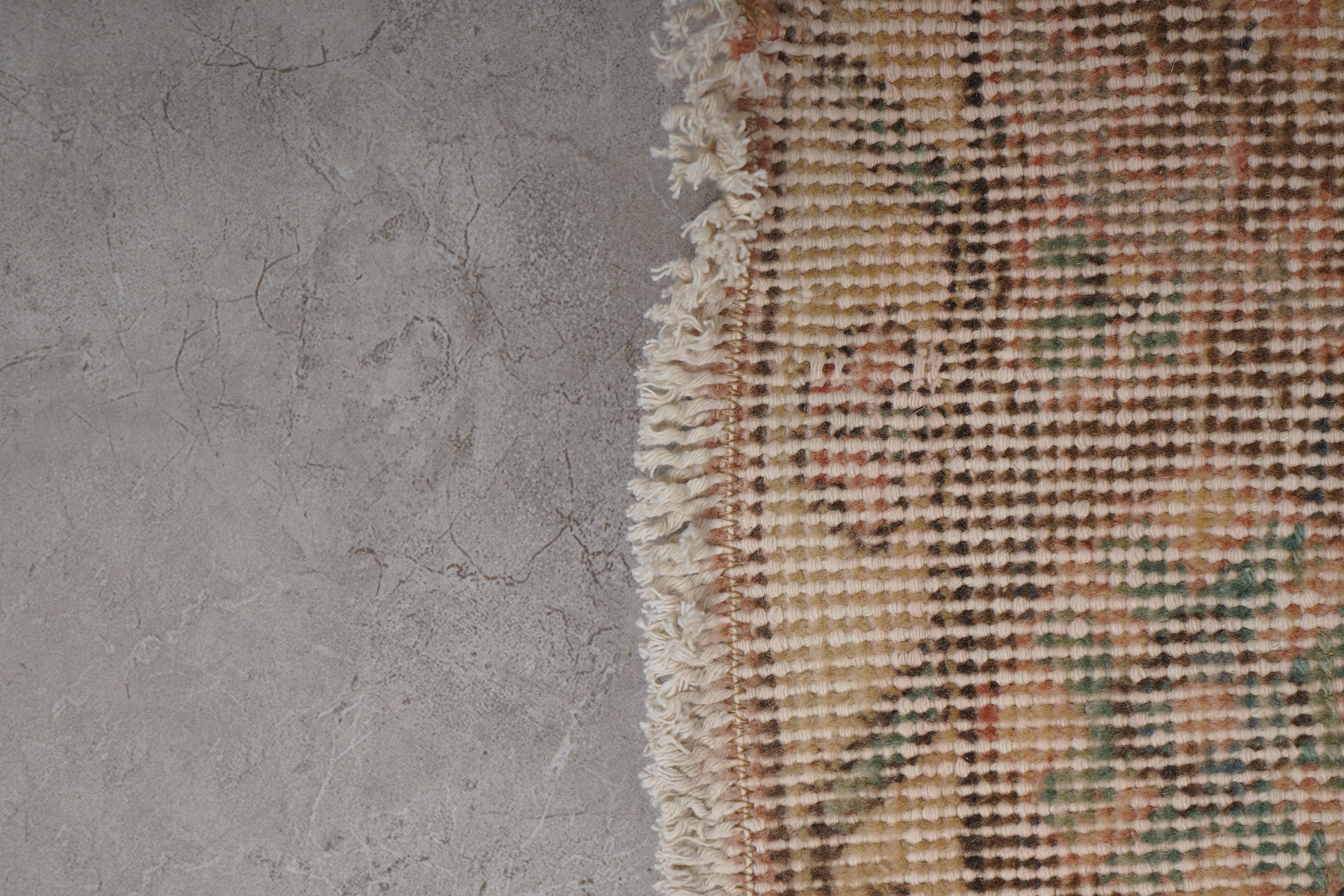 Vintage Turkish Oushak Rug Handwoven 55x733 cm