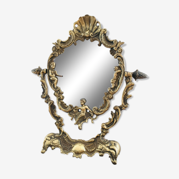 Brass psyche mirror  30x34cm