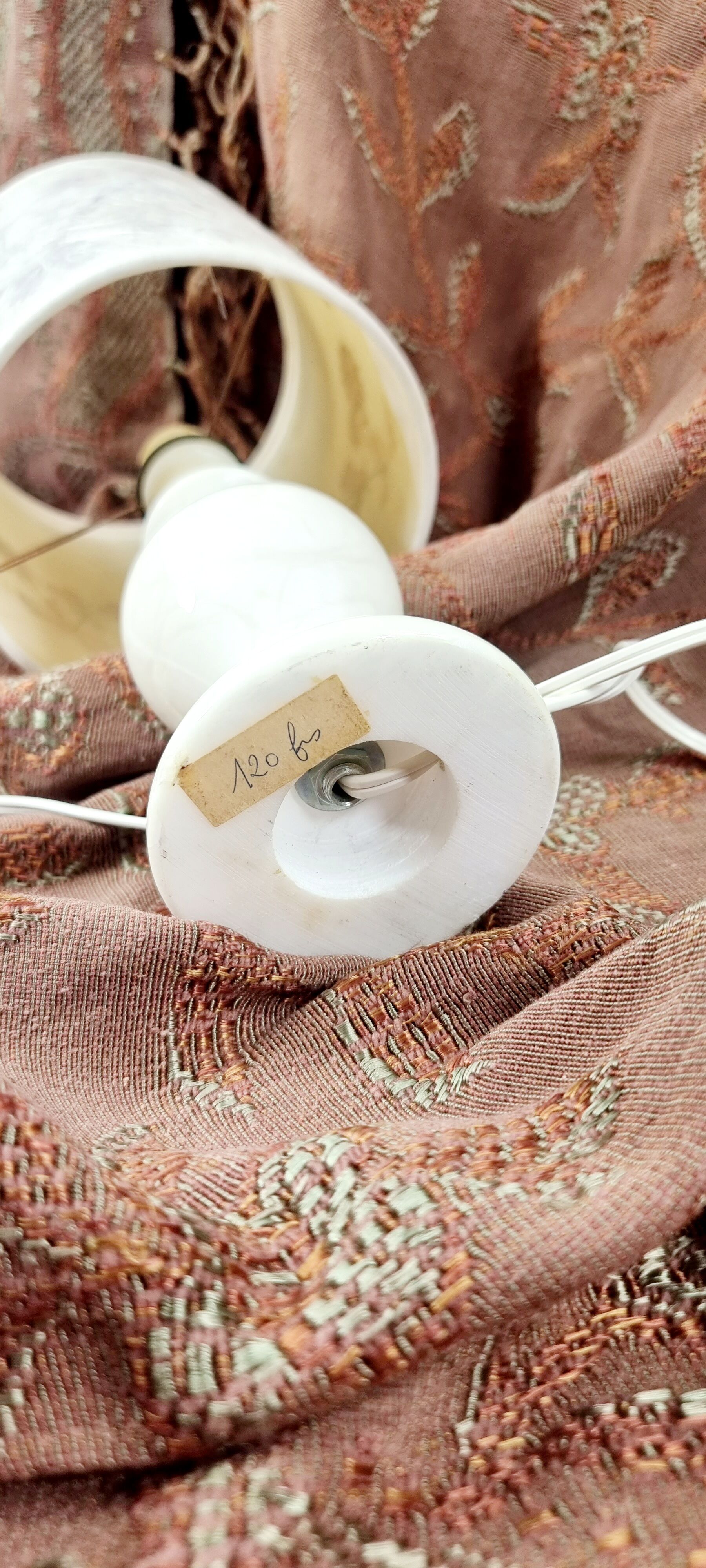 Vintage lamp alabaster foot lampshade vellum dried flowers