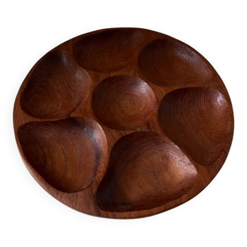Assiette apéritive bois teck vintage