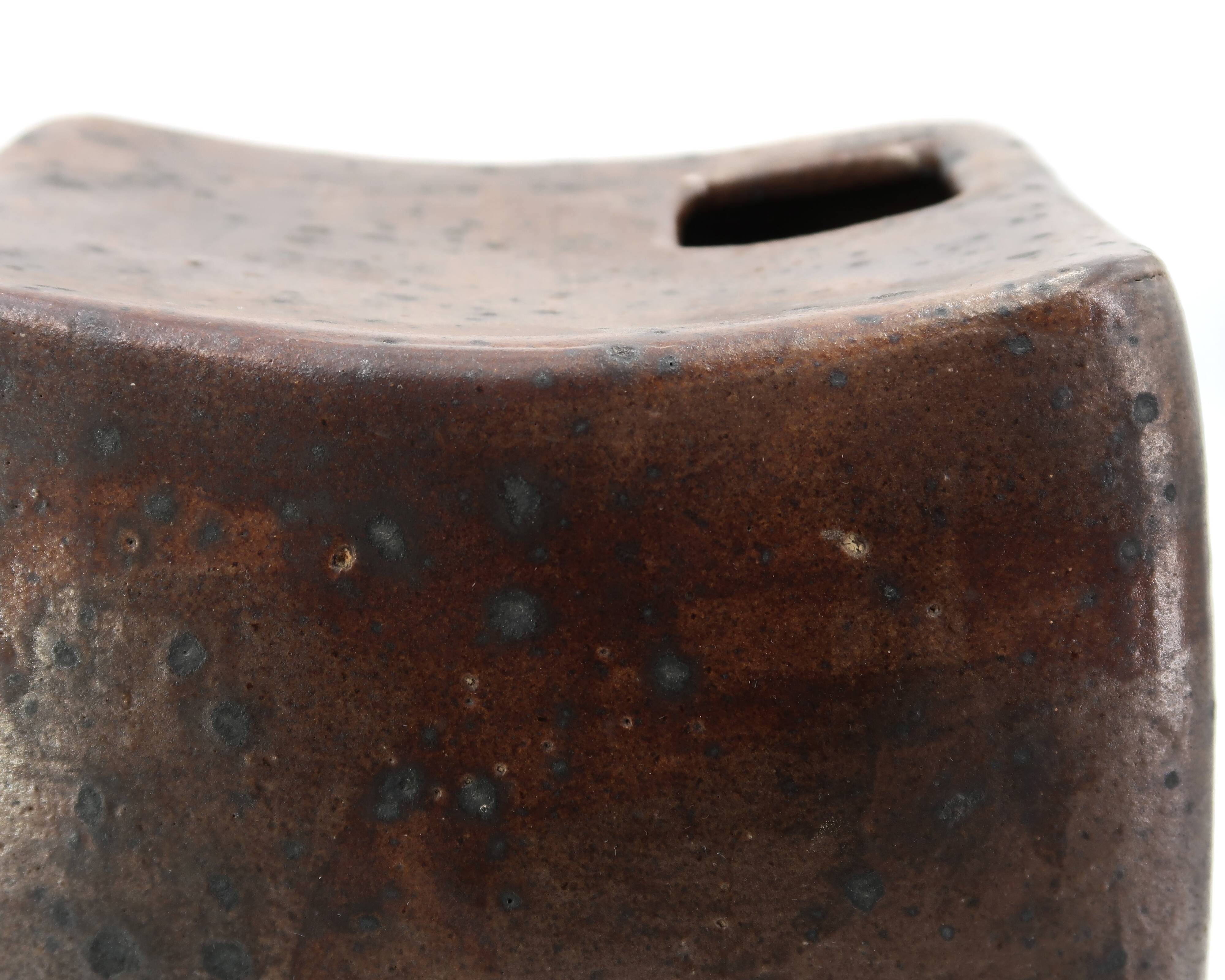 Impressive modernist vase in pyrite stoneware, La Borne, 1970s