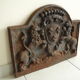 plate fireplace cast nineteenth old cast iron fireback 19th coat of arms lions lily