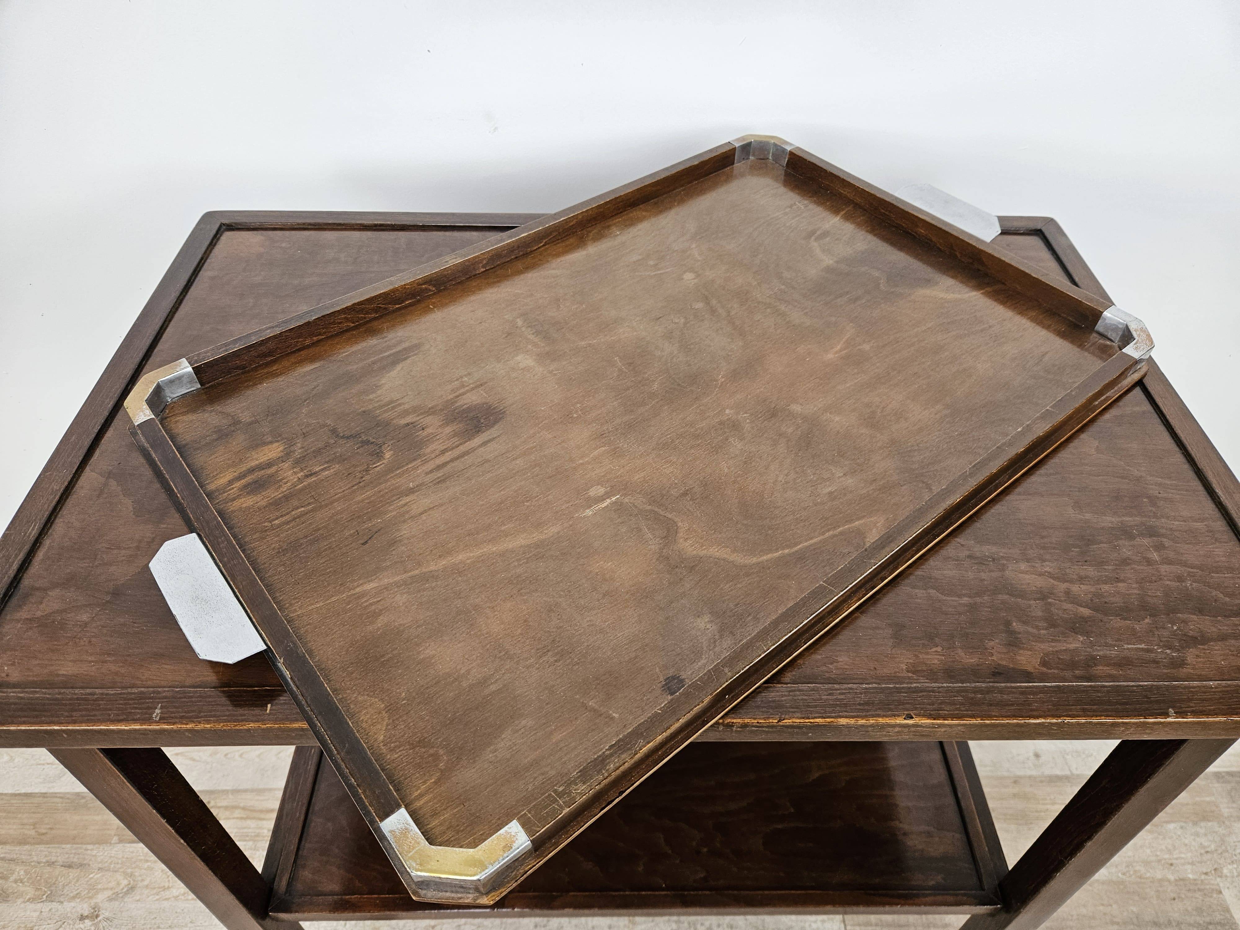 1930s art decò tray by fada in wood and metal