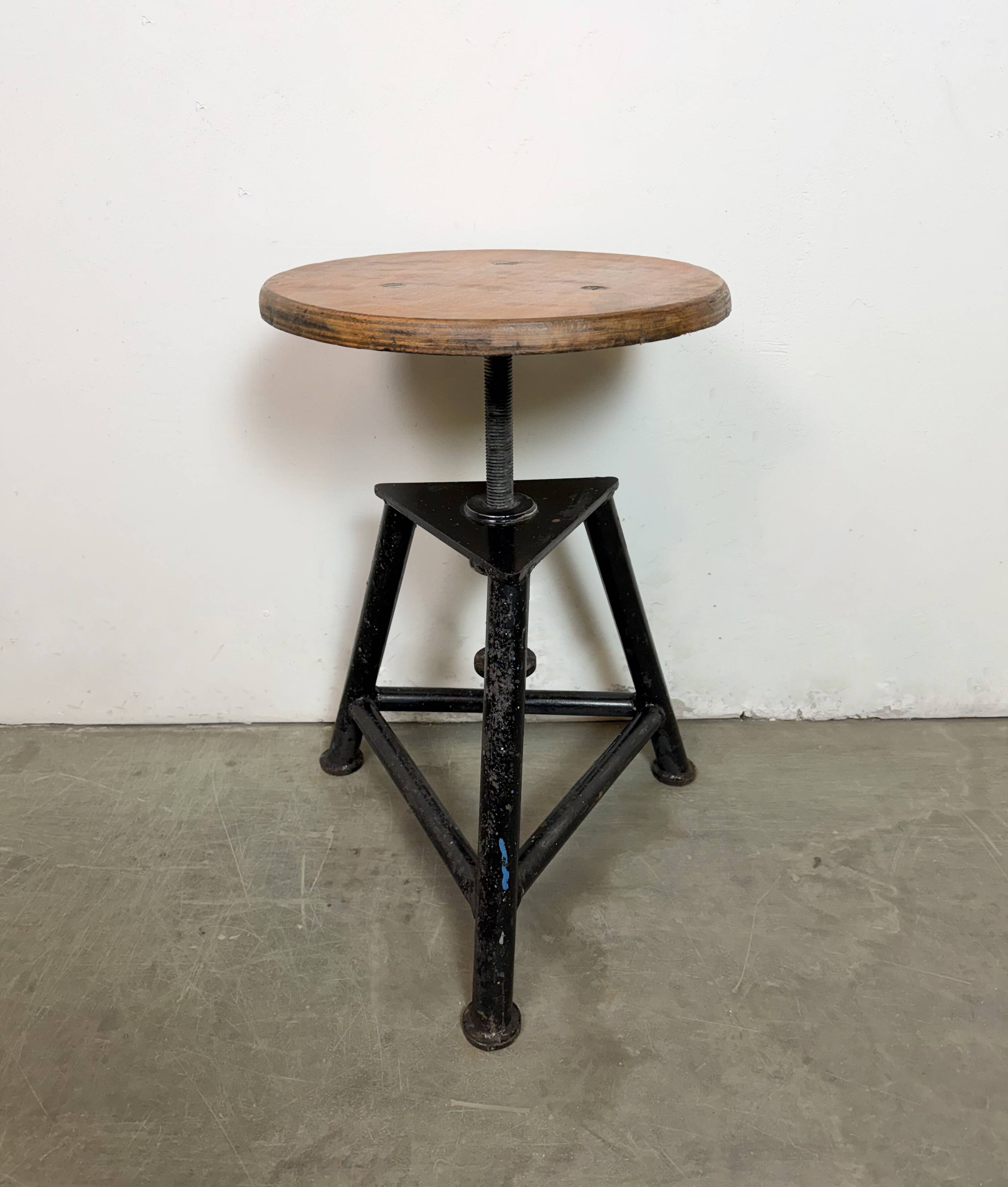 Black Industrial Workshop Swivel Stool, 1960s
