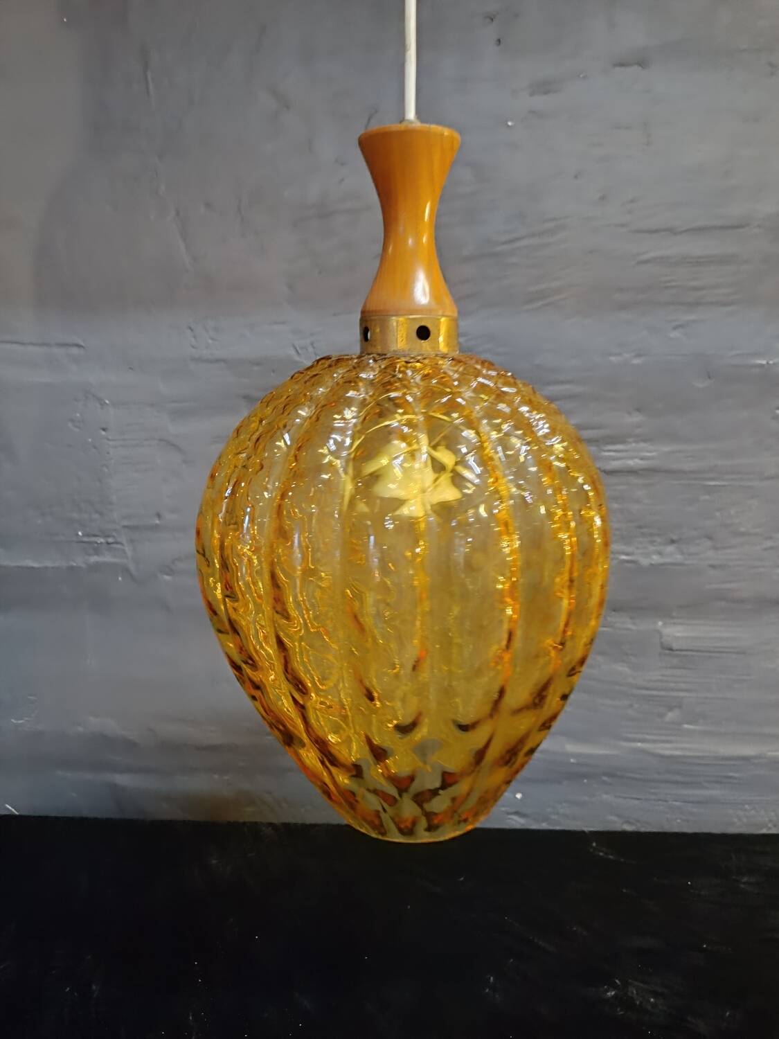 Vintage amber glass chandelier