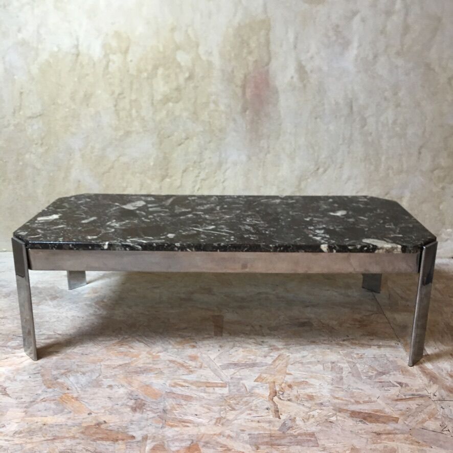 Table basse marbre & inox « Roche Bobois » - années 70