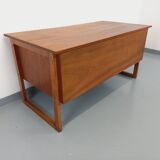Double-sided executive desk sled legs vintage Scandinavian style in teak from the 60s