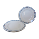 Set of 3 vintage flat plates from the Longwy factory, Floreal model