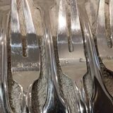 12 silver-plated metal snail forks by silversmith Noel Collet, shell design