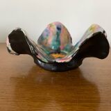 Antique Flower Shaped Multicolored Ceramic Empty Pocket Signed HC Vintage