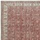 Vintage Handmade Turkish Red Wool Area Rug with Floral Design for Home and Office Decor