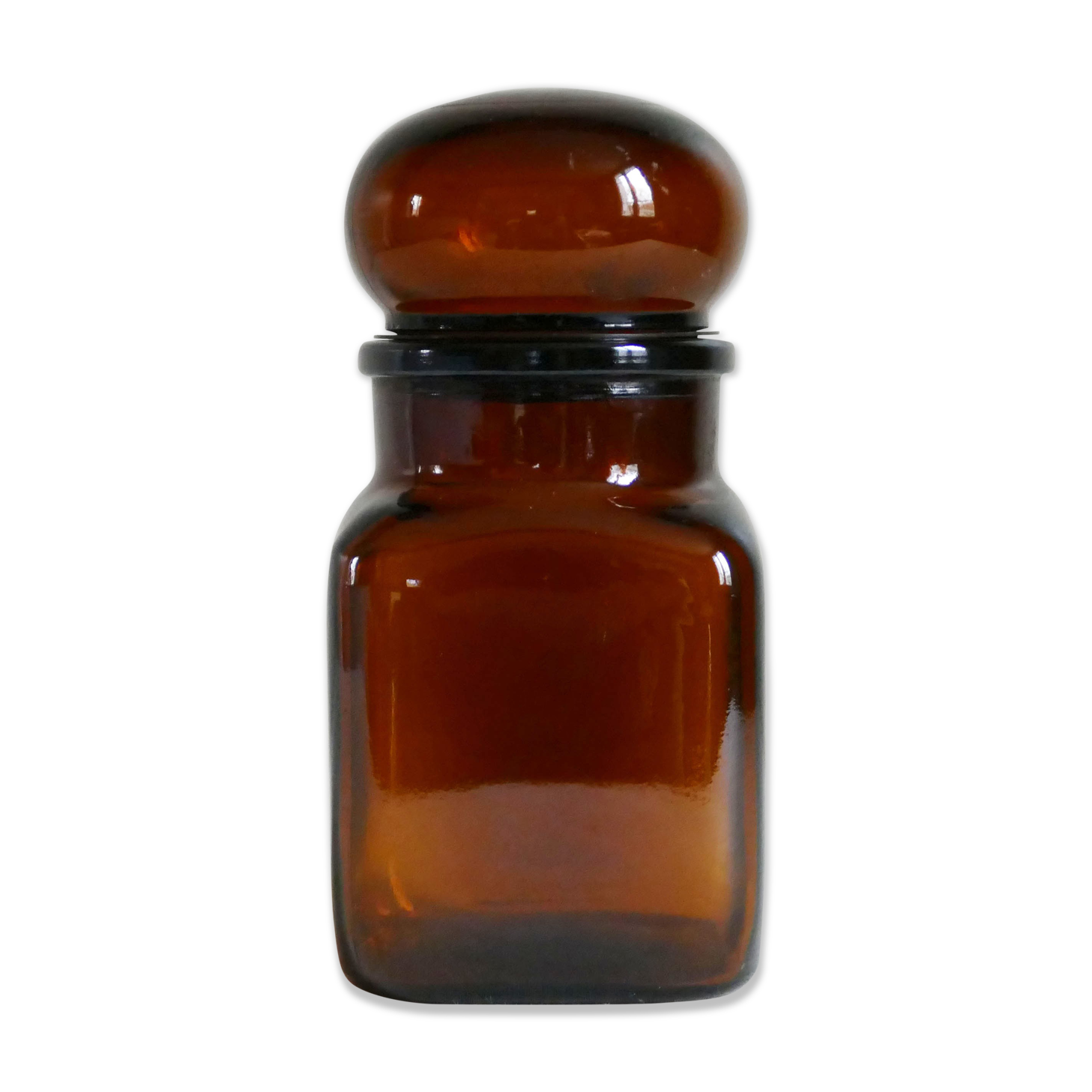 Vintage brown apothecary jar for kitchen food storage