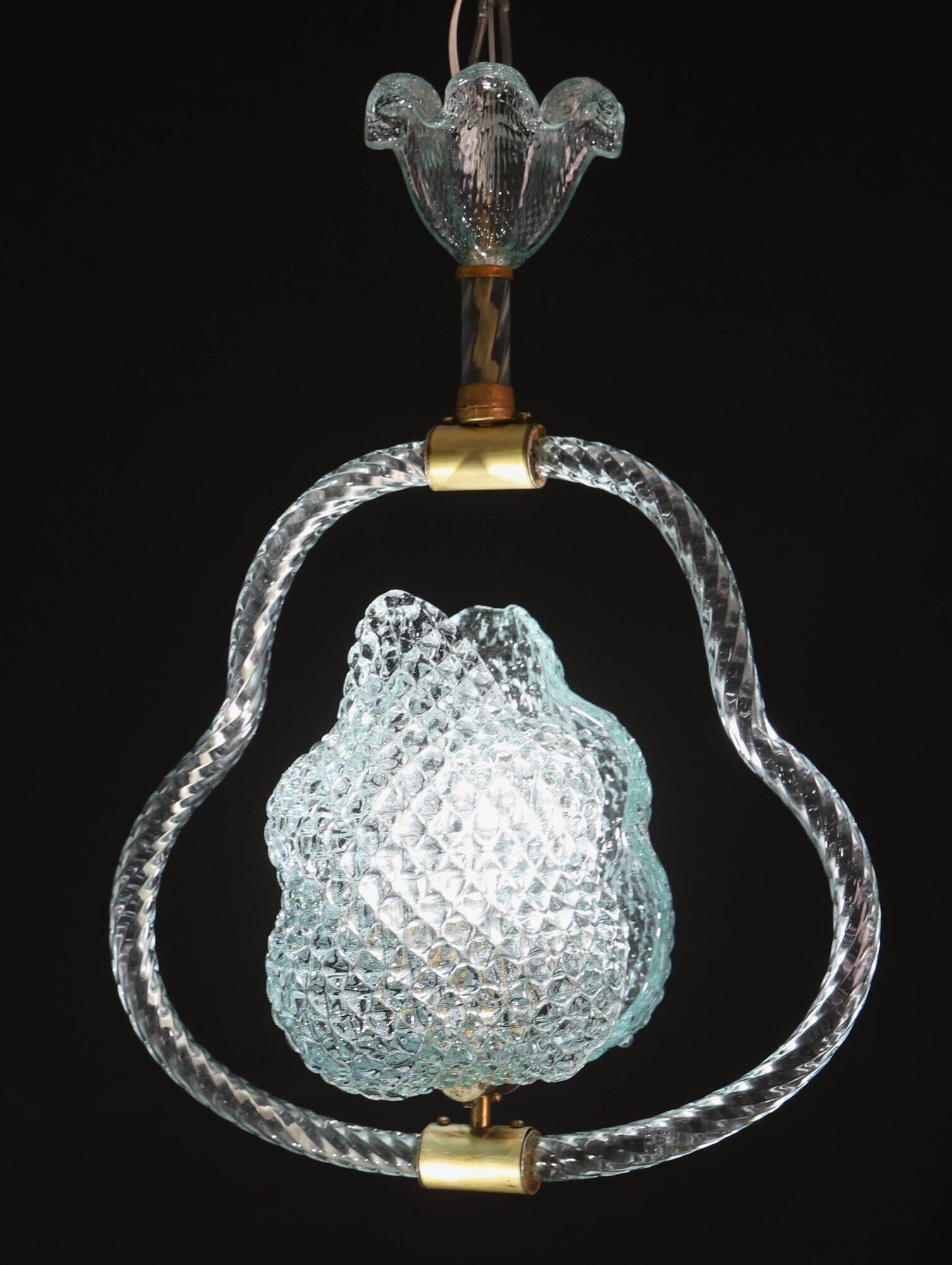 Charming Light Blu Murano Glass Chandelier by Barovier e Toso, 1950s