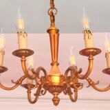 Lustre en bronze de style louis xvi, 6 lampes