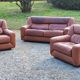 Paire de fauteuils et canapé De Sede en cuir cognac des années 70/80