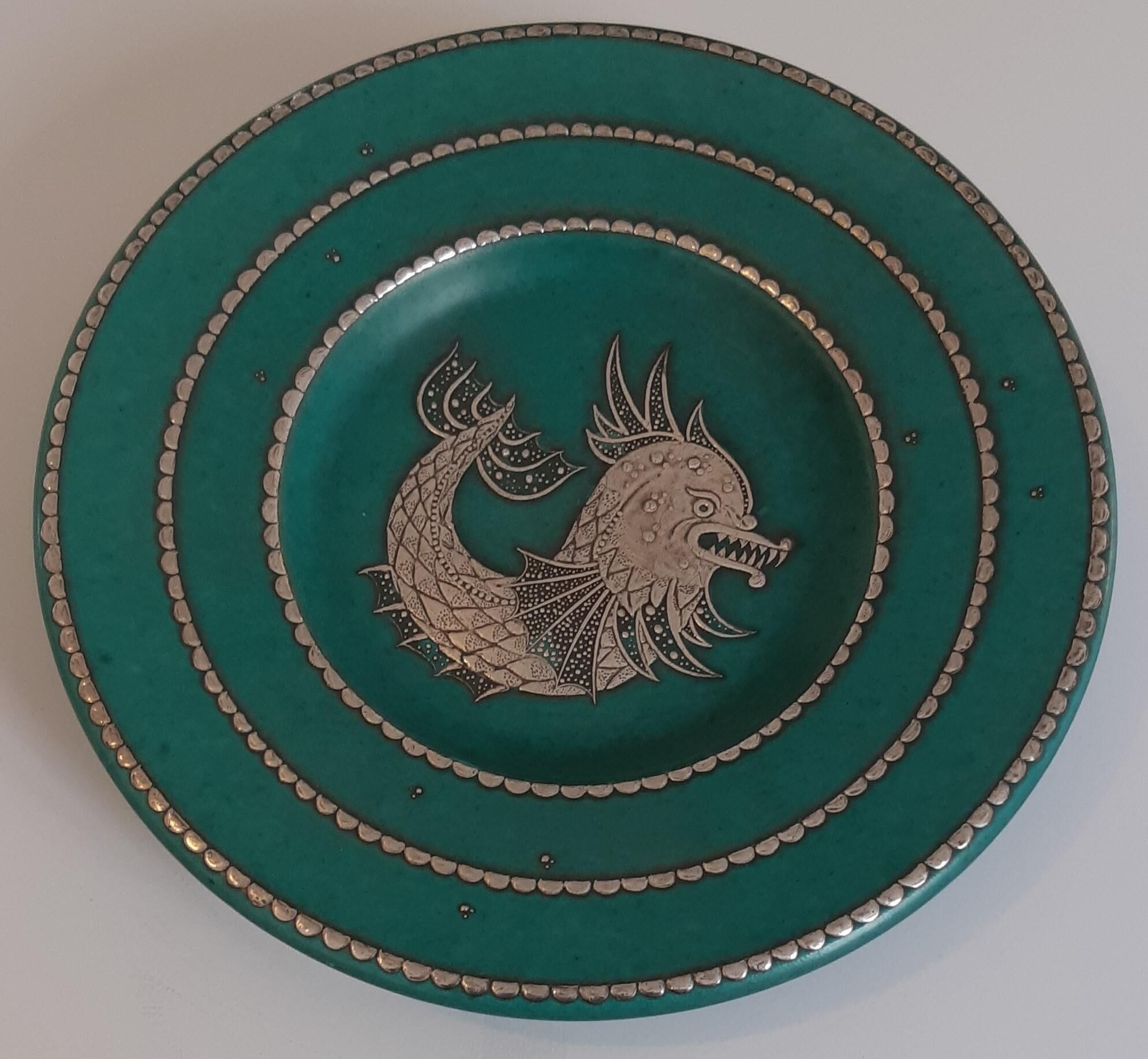 Plate wilhelm kage "argenta" gustavsberg sweden 1950. signed