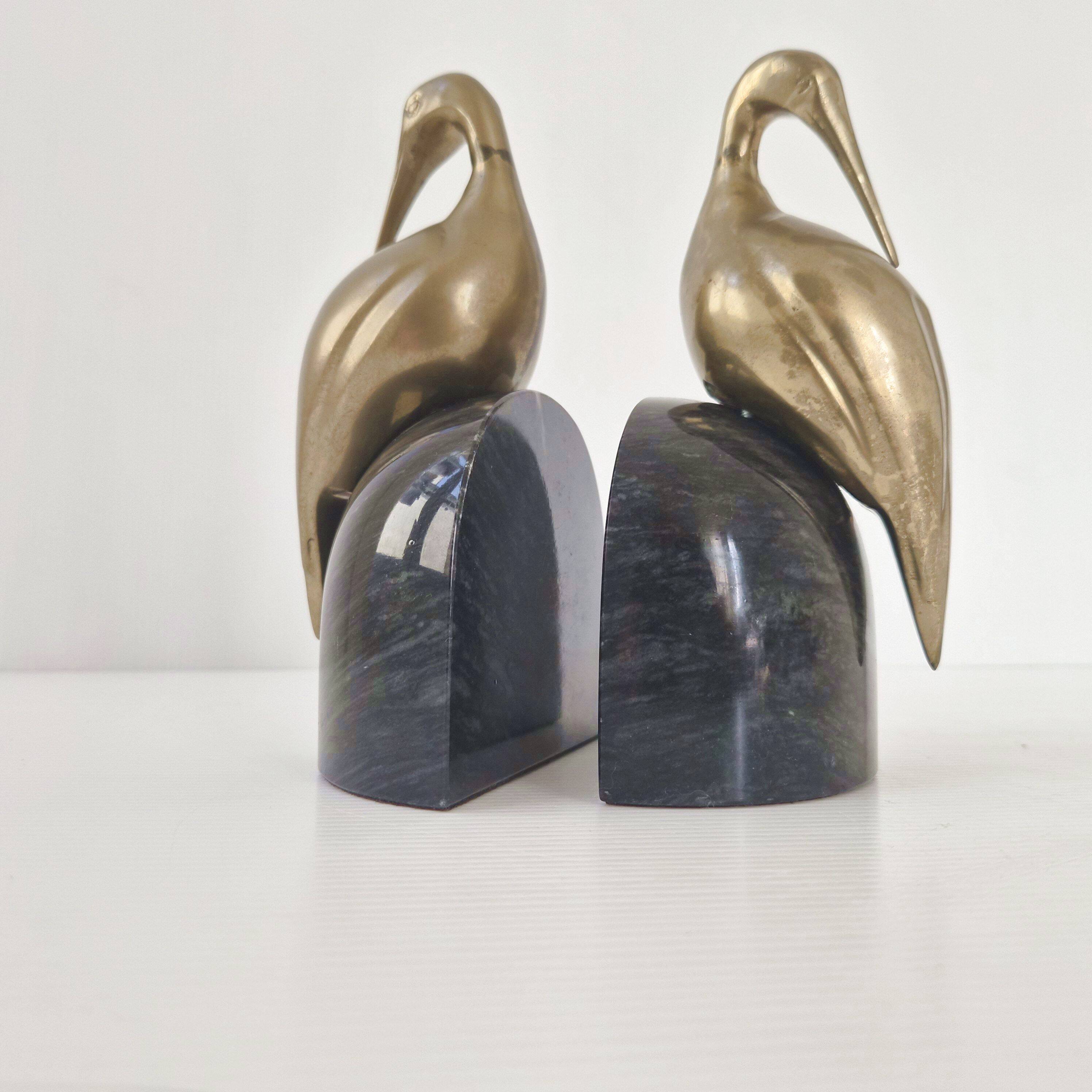Pair of vintage 1970s heron bookends