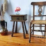 Vintage brutalist bedside table 1950 end of sofa