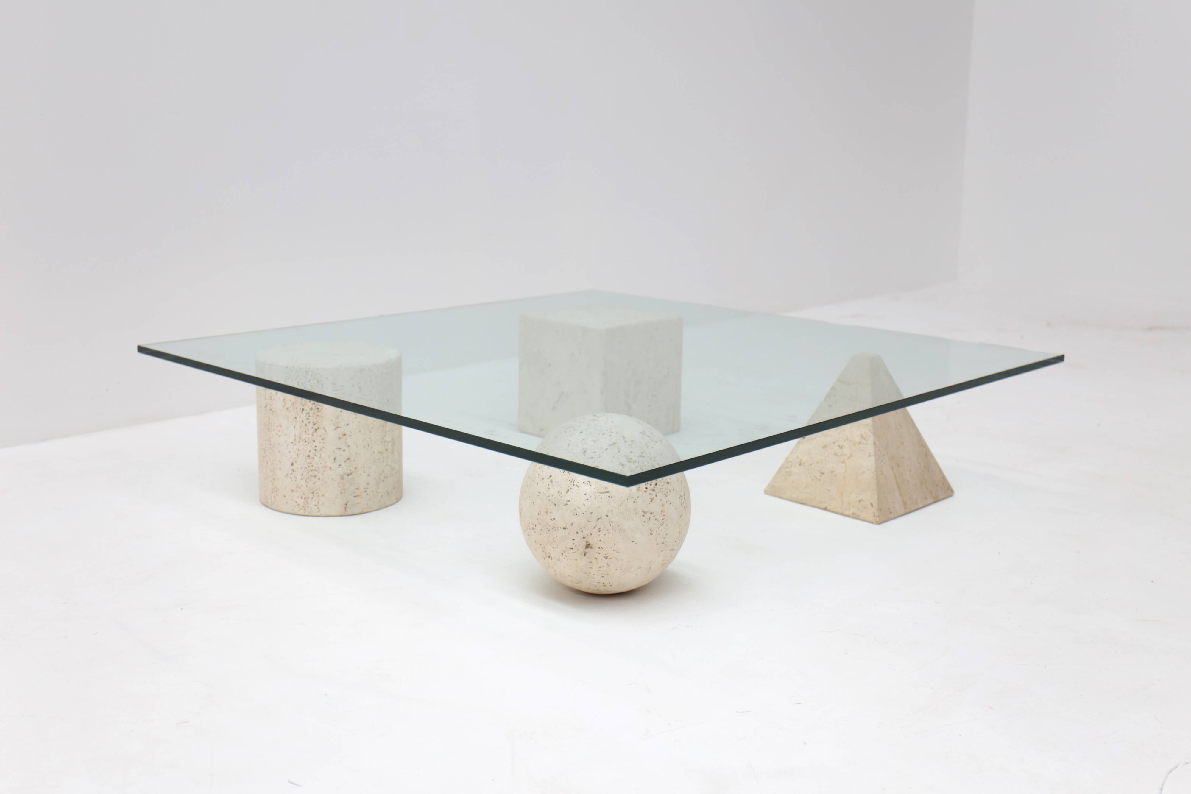 Metafora travertine coffee table by Massimo & Lella Vignelli, Italy