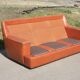 Space age sofa. Tan leather. Circa 1970