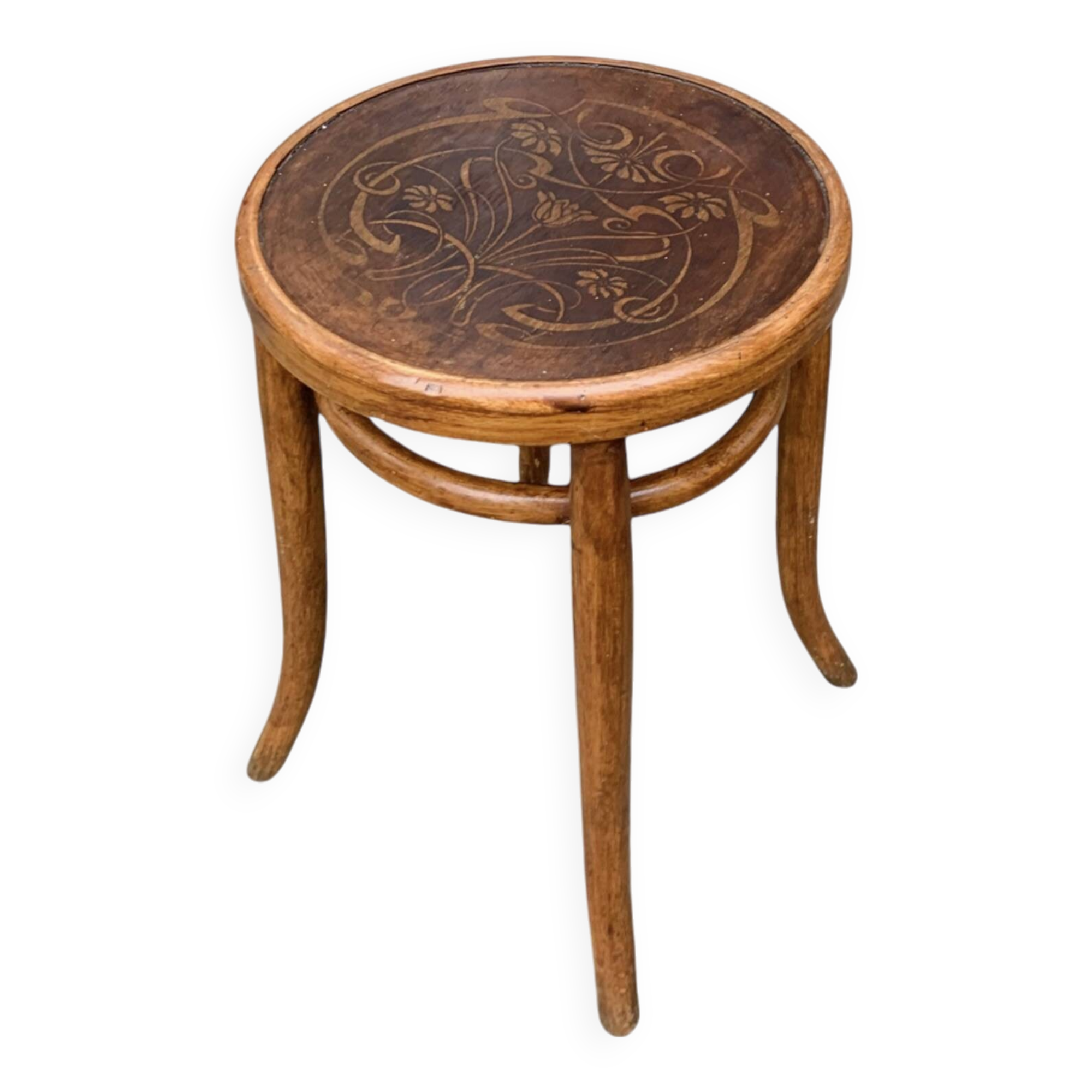 Thonet style Art Nouveau bistro stool in curved wood