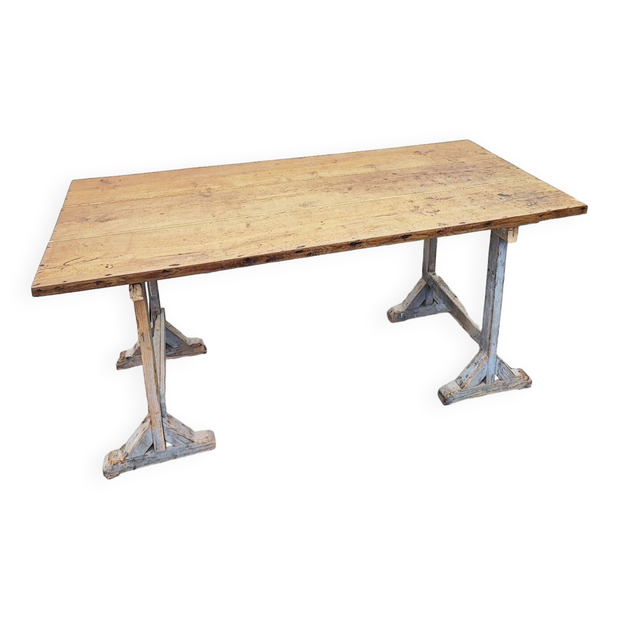 Farmhouse table on trestles