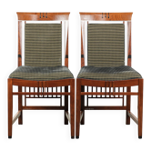 Set of 2 Art Deco design dining chairs with fabric upholstery