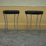 Pair of Bamboo Style Stools Attributed to Jacques Adnet: