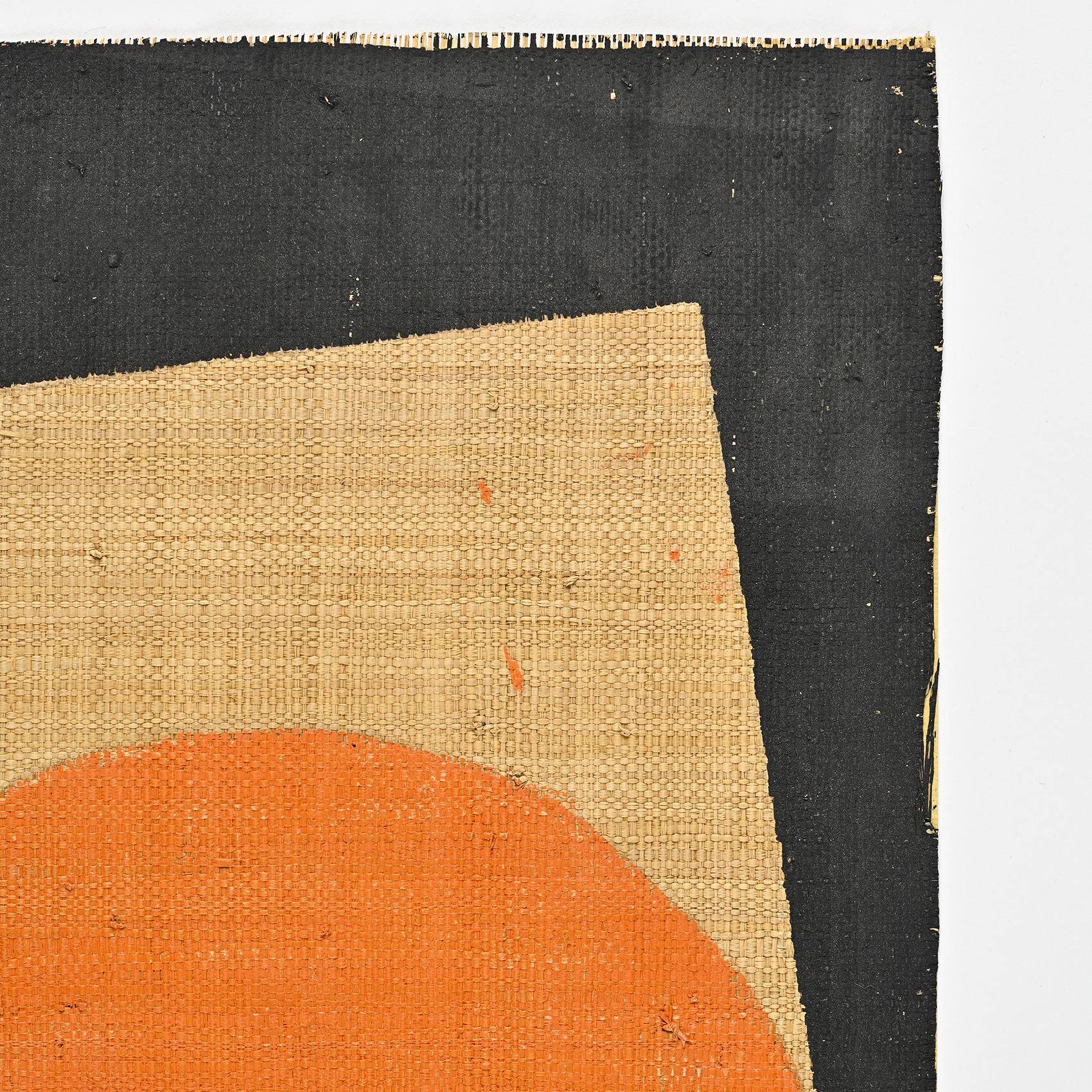 Peinture sur toile de jute par Hans Peter, Suisse vers 1975