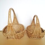 Two baskets made of woven rattan wicker
