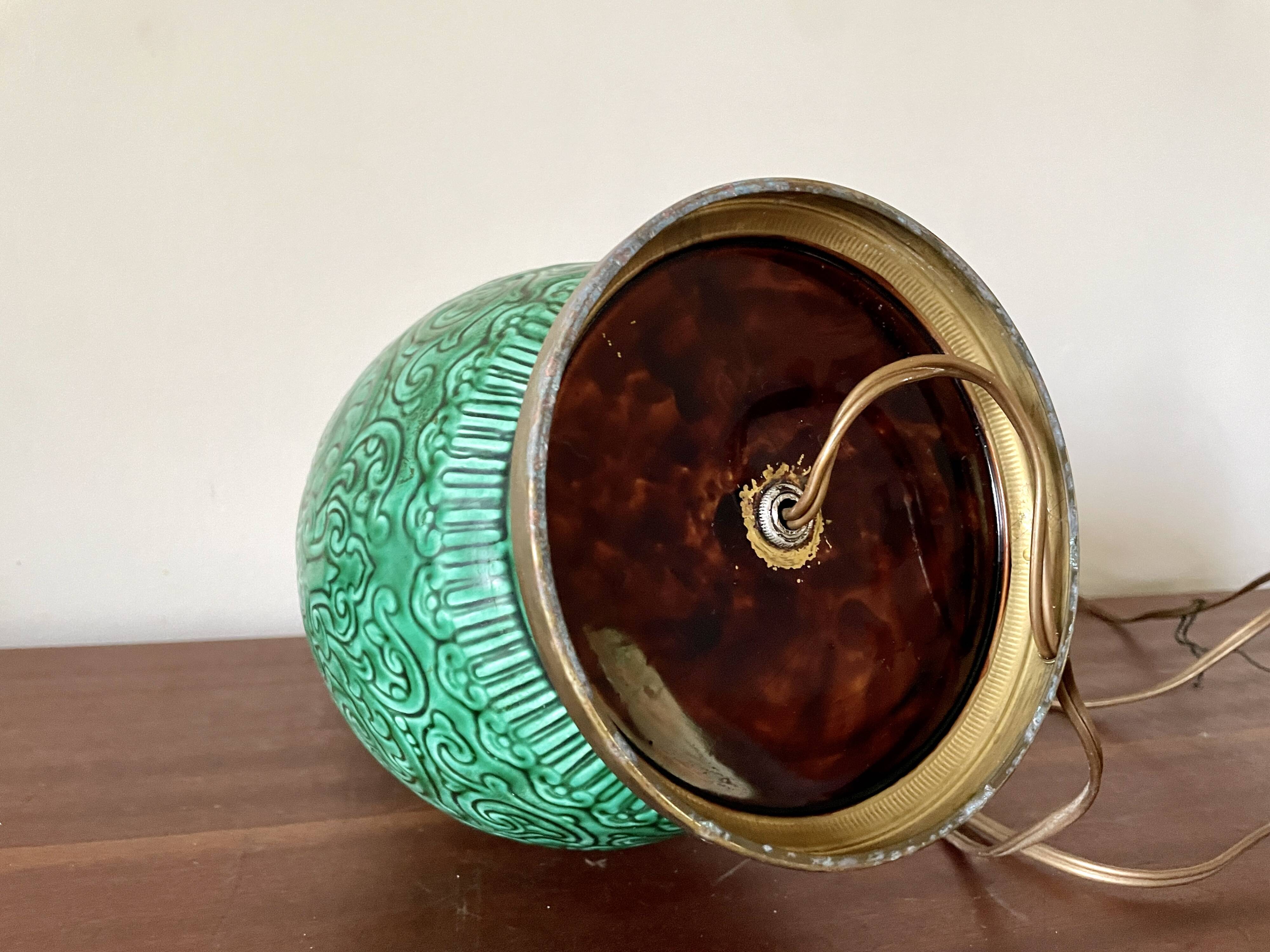 Mint green glazed ceramic lamp base