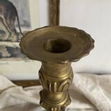 Grand bougeoir ancien en bronze  26 cm style Louis XV