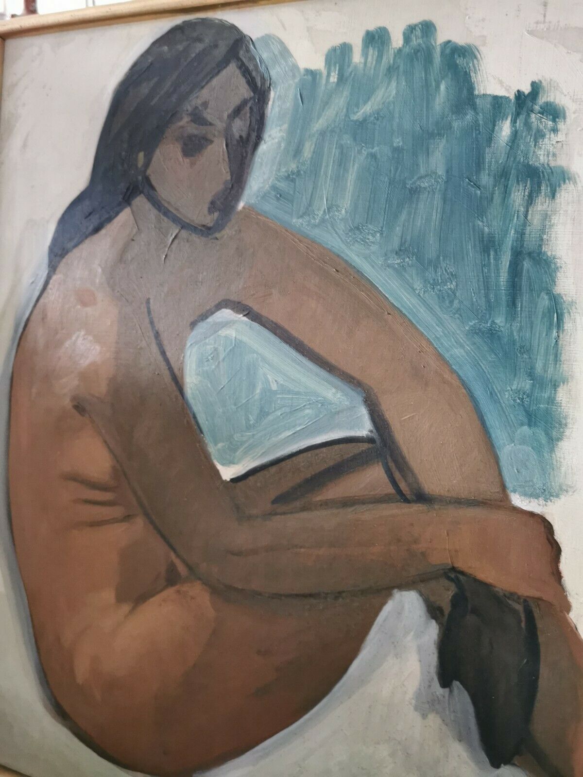Oil on female nude framed panel