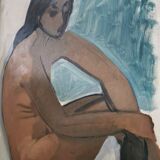 Oil on female nude framed panel