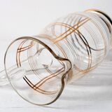 Mid-Century Italian Glass Pitcher & Six Glasses with Golden Details / Italy