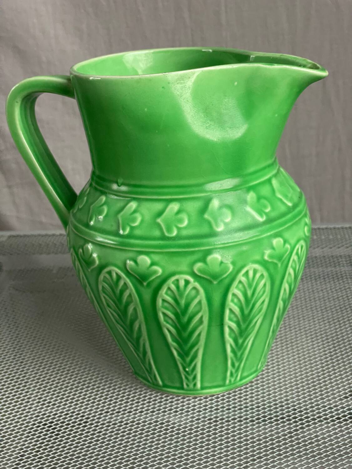 Old ceramic pitcher shape 7316 digoin green