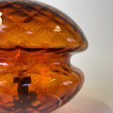 1960's Glass & Brass Table Lamp by Jablonec Glassworks, Czechoslovakia