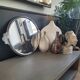 Vintage silver metal mirror tray