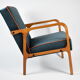 Original vintage armchair, restored, ocean blue velvet, 1960s