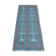 Hand-made blue carpet in pure wool  95x215cm