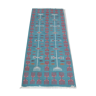 Tapis bleu fait main en pure laine 95x215cm