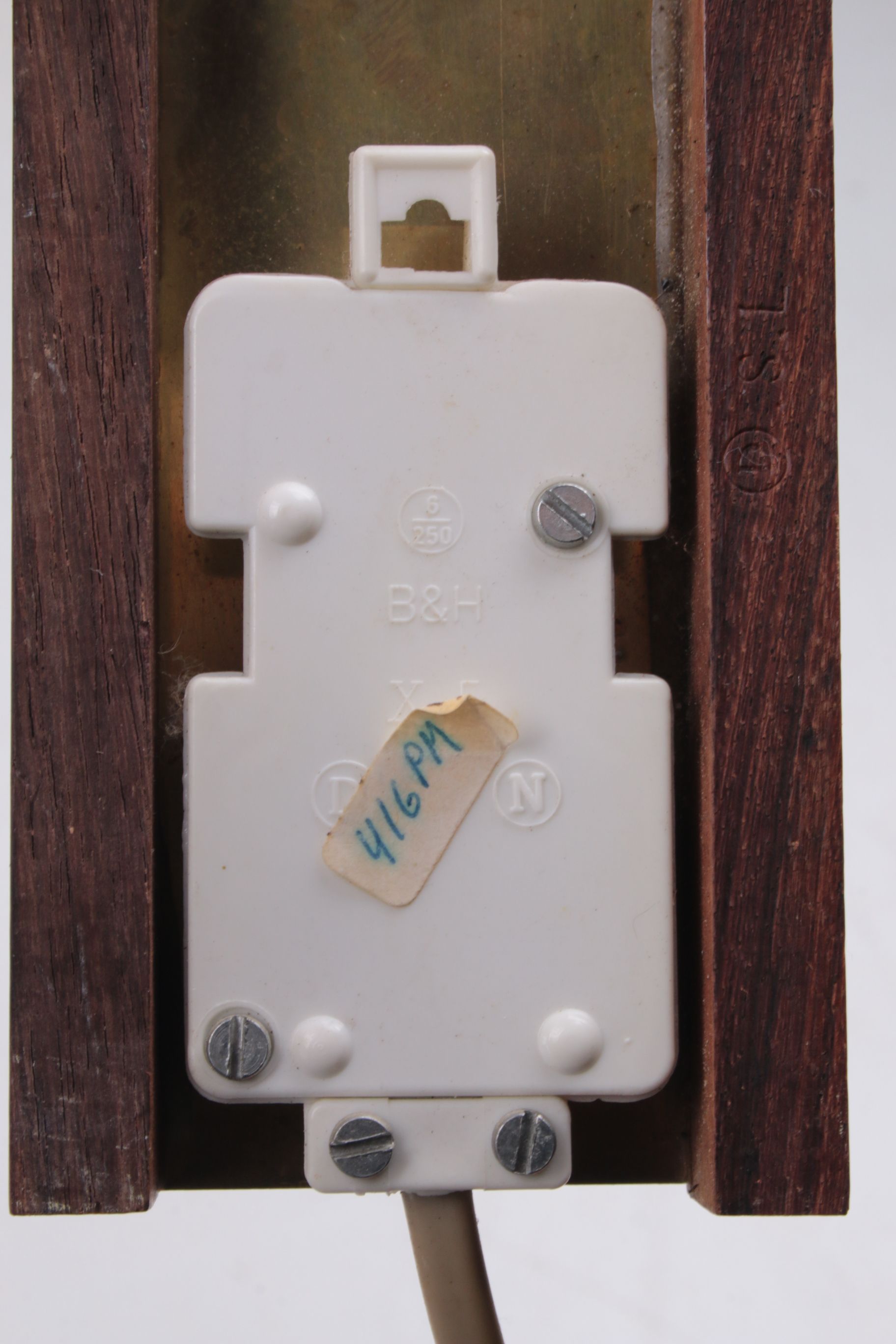 Set Wall lamps Danish teak with brass and glass.