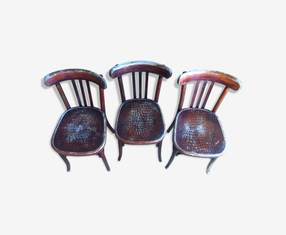Série de 3 chaises bistrot Fischel des années 30